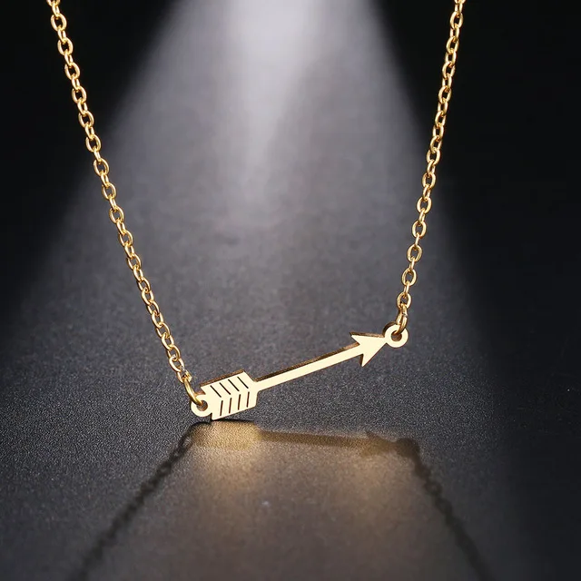 

Engagement High QualityJewelry Stainless Steel Necklace Lucky Arrow Pendant Choker Necklace For Women Man, Gold silver