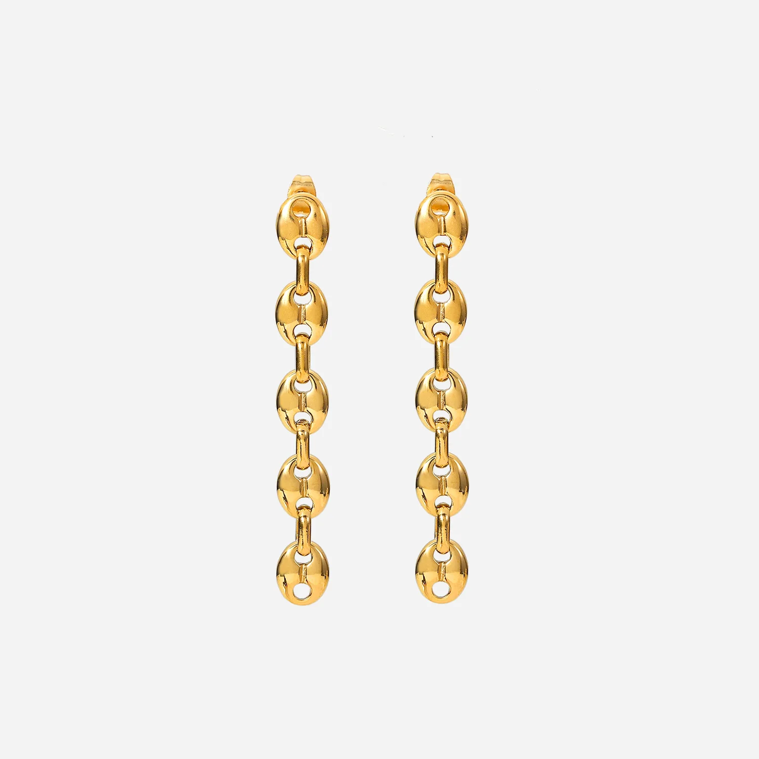 

Wholesale Minimalist Drop Long Chain Earrings 18K Gold Plated Stainless Steel Women Waterproof Jewelry