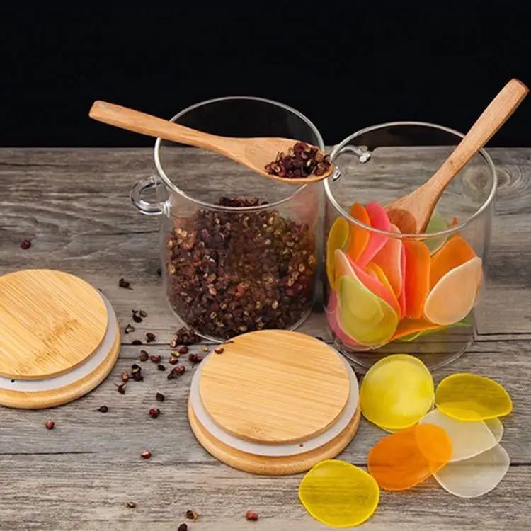 

Heat-Resistant Candy Large Clear Round Glass Jar Clear Glass Jar With Bamboo Lid