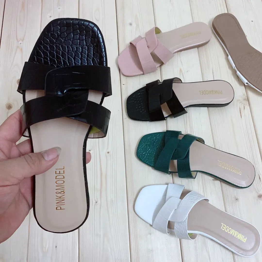 

2021new arrivals flat sandals slides slippers pvc solid color shoes for women ladies beach sandal