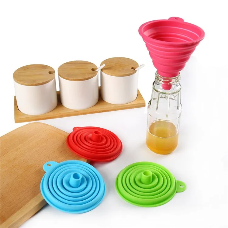 

Household Liquid Dispensing Folding Portable Funnels Mini Foldable Funnel kitchen gadgets Silicone Collapsible Foldable Funnel