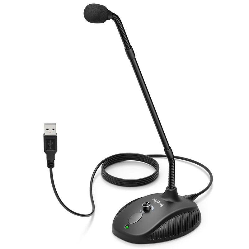 

OEM Condenser Cardioid USB Microphone Gooseneck Microphone with Mute Button for Windows K052, Black