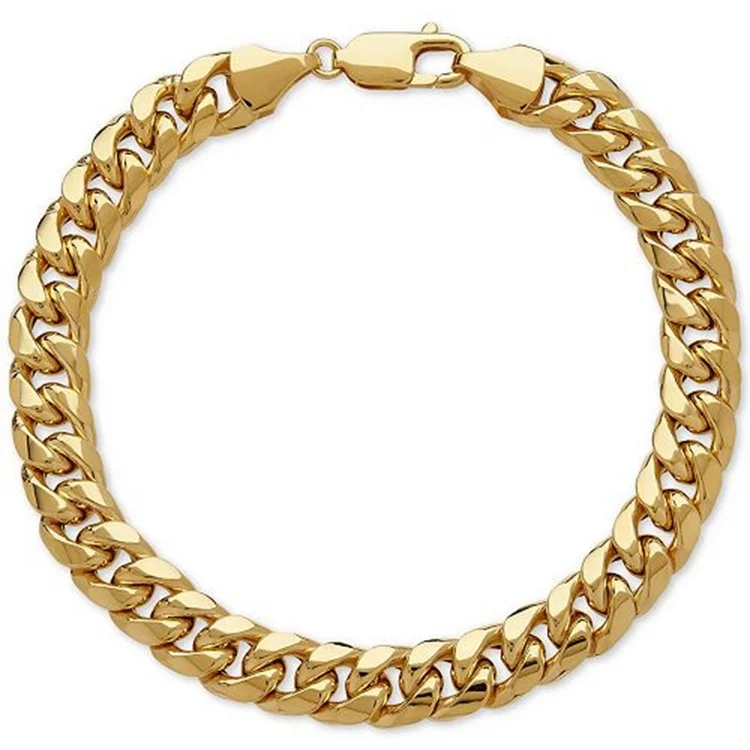 

Fashion Hip Hop Jewelry 18K Gold Plated Stainless Steel Cuban Link Chain Bracelet, Gold, rose gold, steel, black etc.