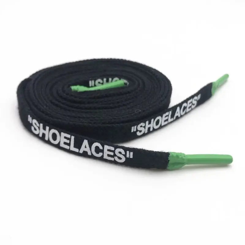 

Coolstring print "SHOELACES"on the end of boot laces with Silicone Tips cotton Shoelaces With Multi color tag, White with green, black with orange