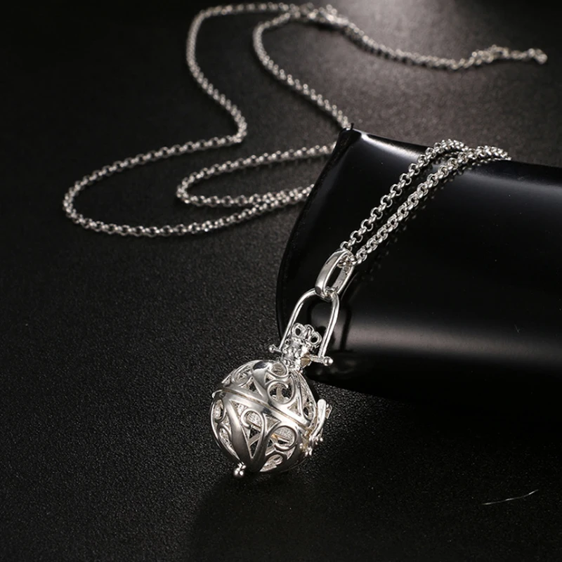 

Hot Pregnancy Sweater Music Ball Bell Necklace Aroma Aromatherapy Essential Oil Locket Pendant Diffuser Necklace, As picture