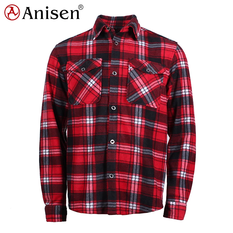 

Wholesale Plaid Cheap Printed Polyester Warm Lined Micro Fleece Flannel Mens Shirts for Men