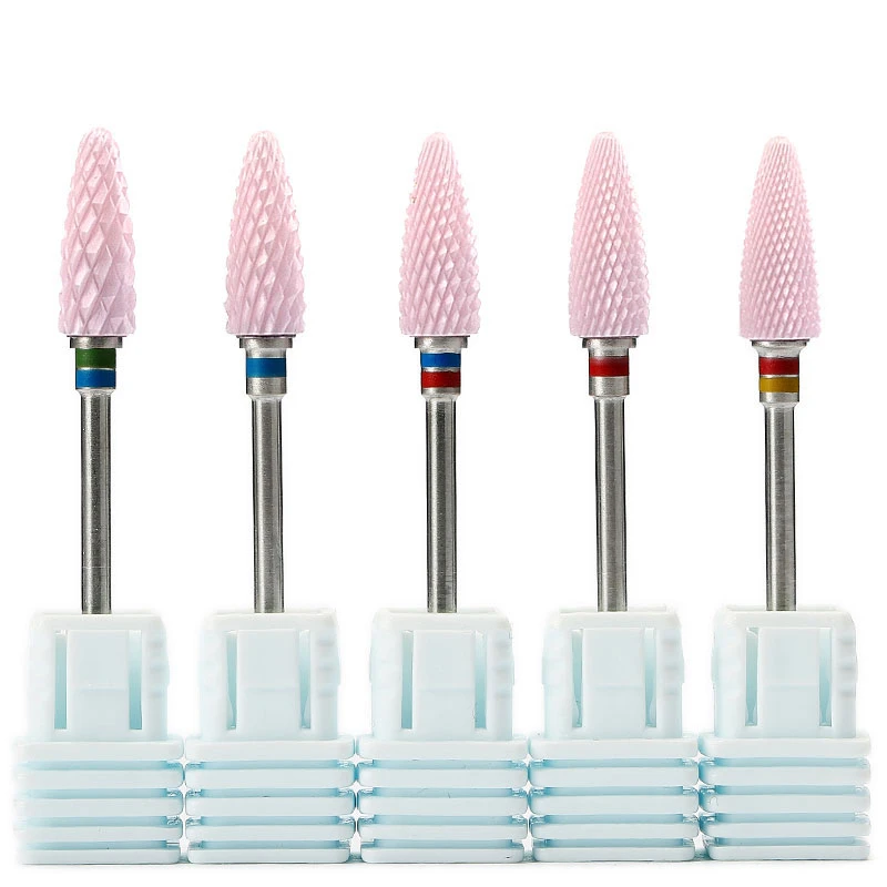 

Pink Ceramic 3/32" Nail Art Drill Bits Milling Manicure Cutter File Electric Device Machine Accessory Clean Tools