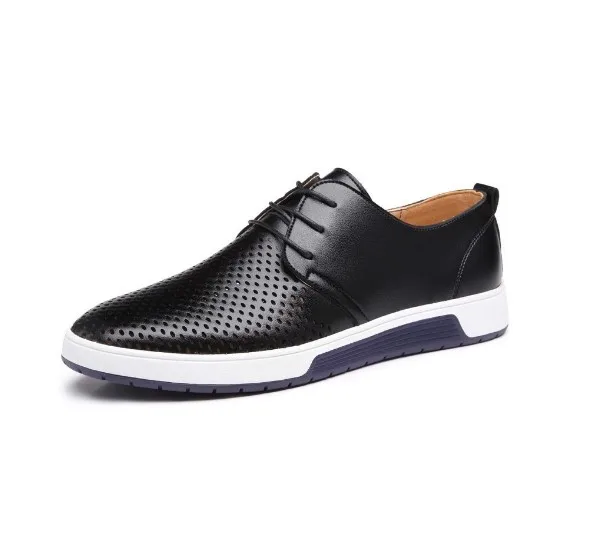 

Fashion Lace-up Board Shoes Flat Office Wear Dress Shoes Big Size PU Leather Men's Shoes