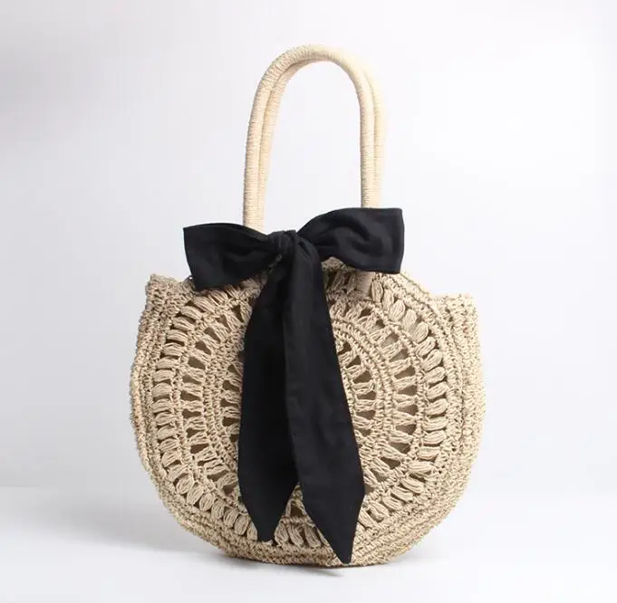 

Fashion luxury Handwoven Round Straw Beach bags women handbags ladies