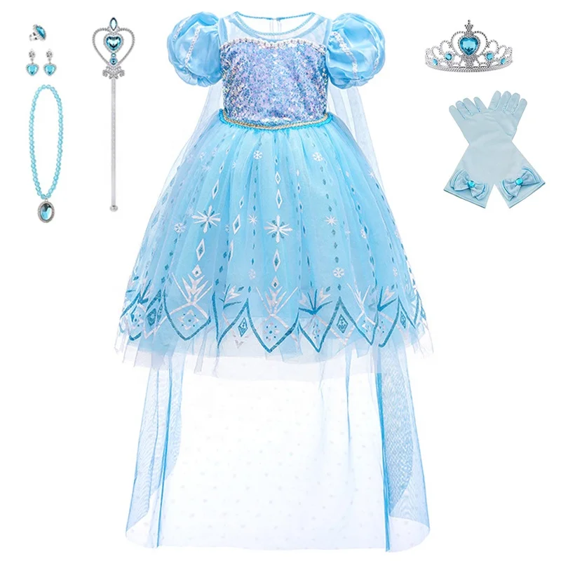 

Movie Cosplay Kids Fancy Halloween Party Elsa Anna Dresses Frozen Princess Costume Dress Up