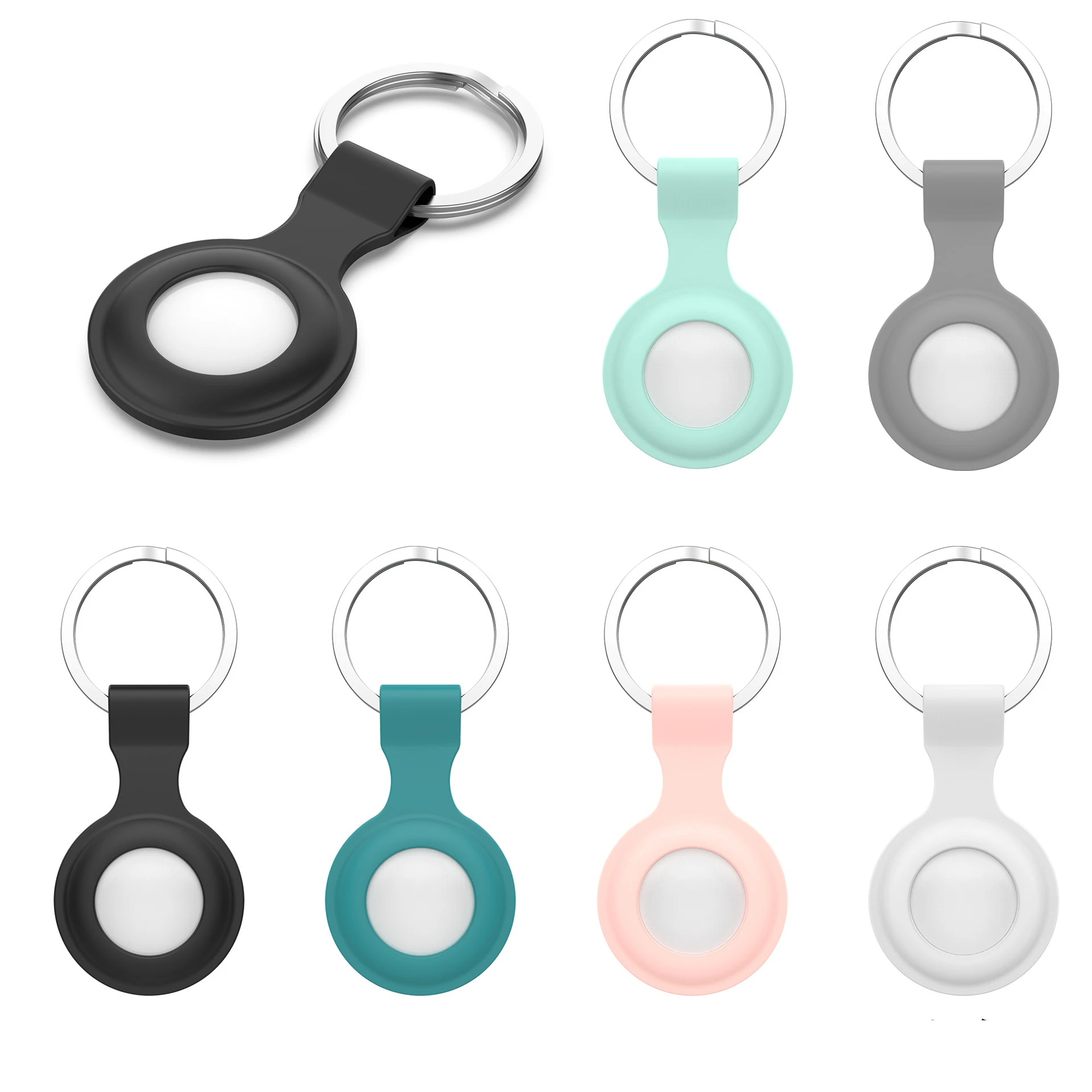 

Portable Silicone Wireless locator Tracker anti-lost Airtag protective Cover Keychain Key Ring Clip Holder Airtags Case, Colors optional