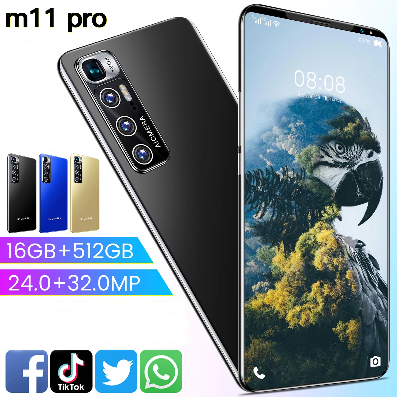 

shopping online M11 Pro mini Smartphone 16GB+512GB HD Android 10 5.5Inch telefon 5600mAh Dual sim card Face Unlock mobile phones, Black gold blue