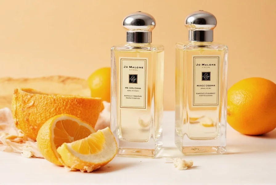 Illustration showing the scent evolution of Jo Malone Mimosa & Cardamom from citrus opening to floral-spice heart to woody base