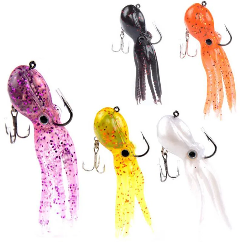 

New FISHING 23g 9cm 5 colors long tail soft lead Octopus squid fishing lures