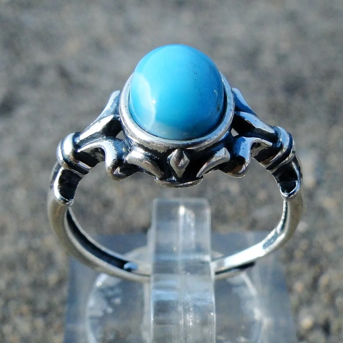 

925 Sterling Silver Wholesale Antique 6x8 MM Oval Shape Blue Natural Larimar Rings For Engagement