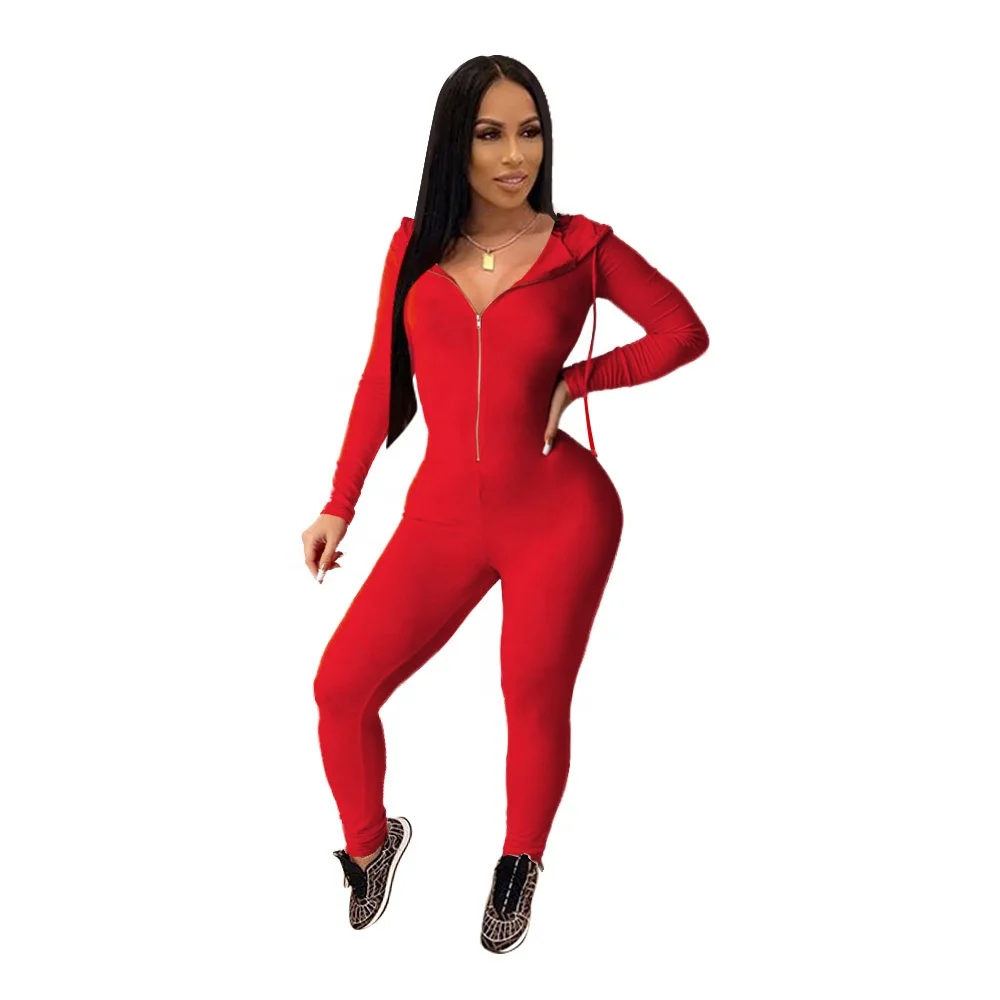 

Fashion zipper hoodie jumpsuit Adult One Piece