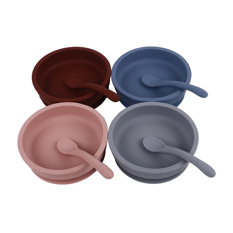 

Baby Silicone Tableware With Suction Cups Children'S Bowl And Spoon Set Baby Food Supplement Bowl