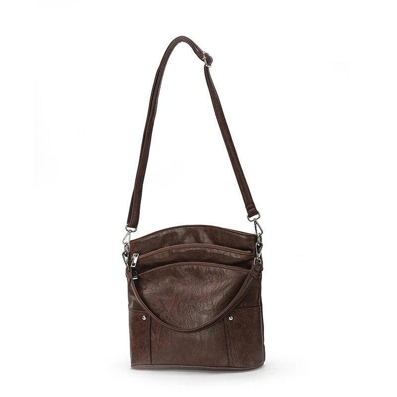 

Wholesale Crossover Shoulder Women Handbags Triple Zip Pocket Large Crossbody Bag