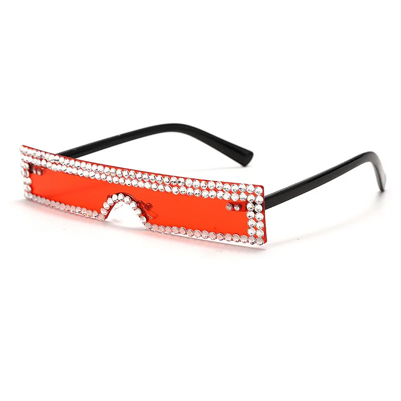 

Wholesale Sunglass Hot Selling Good Price Men Women Small Rectangle Sunglasses with Full Dimaonds Frame