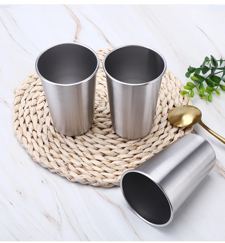 

304 stainless steel beer mug 500ml single layer crimping open cup simple foreign trade convenience cup wholesale, Colors