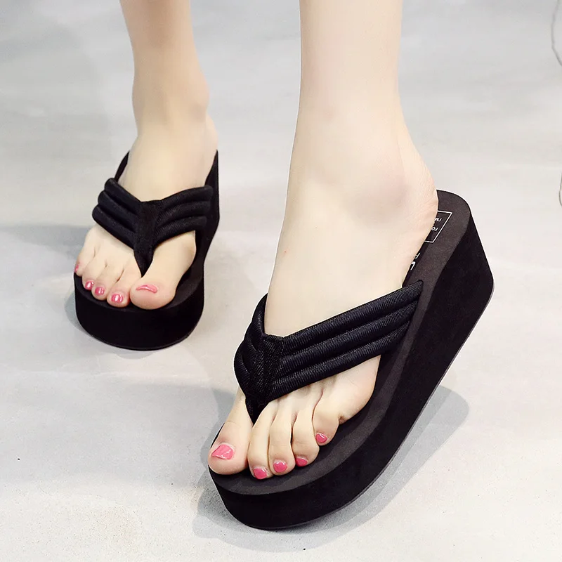 

2021 Summer Hot Sale Beach Platform Shoes Eva Foam Women's Slippers, Blue/red/black