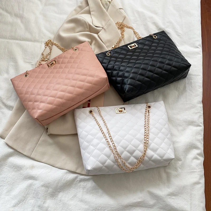 

Cheapest 2021 Hot sale fashion embroidery women Big shopping bag ladies chain bag High capacity tote travel Cross body handbags