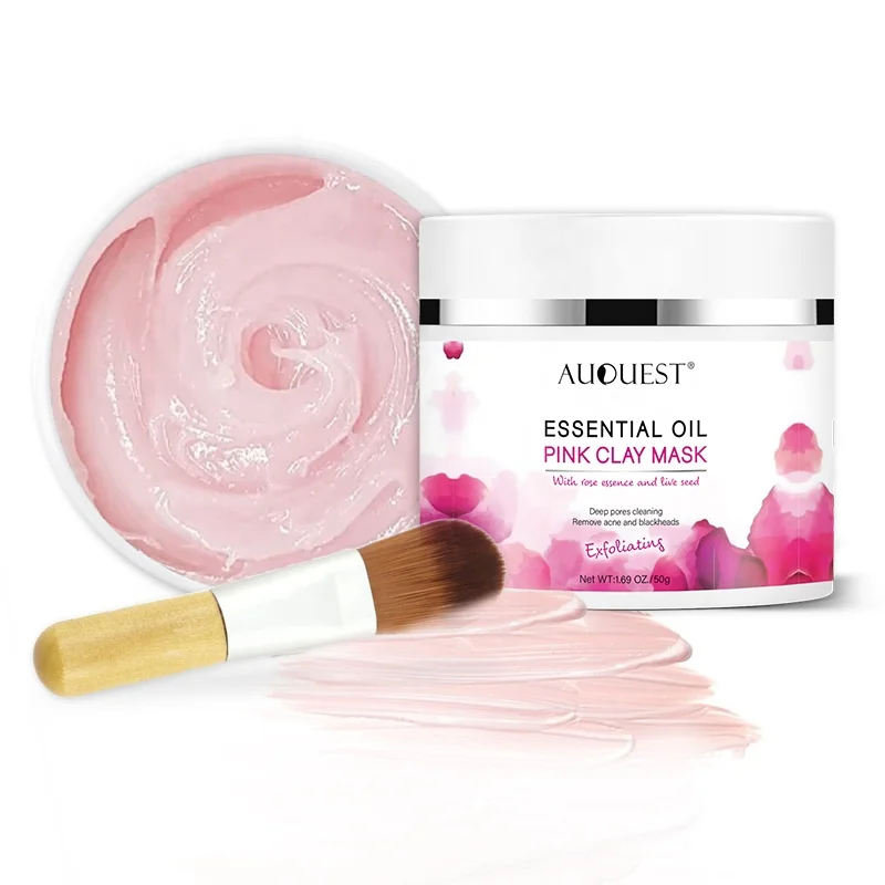 

Effective Detox Whitening Rose Serum Natural Anti Wrinkles Cleanser Beauty Bentonite Acne Face Mud Mask Rose Pink Clay Mask
