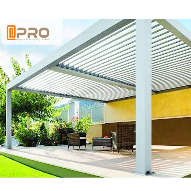 

2021 new design Waterproof Louver Roof System Kits Outdoor Gazebo Garden Bioclimatic garden pergola roof system pergola roof, Customized colors