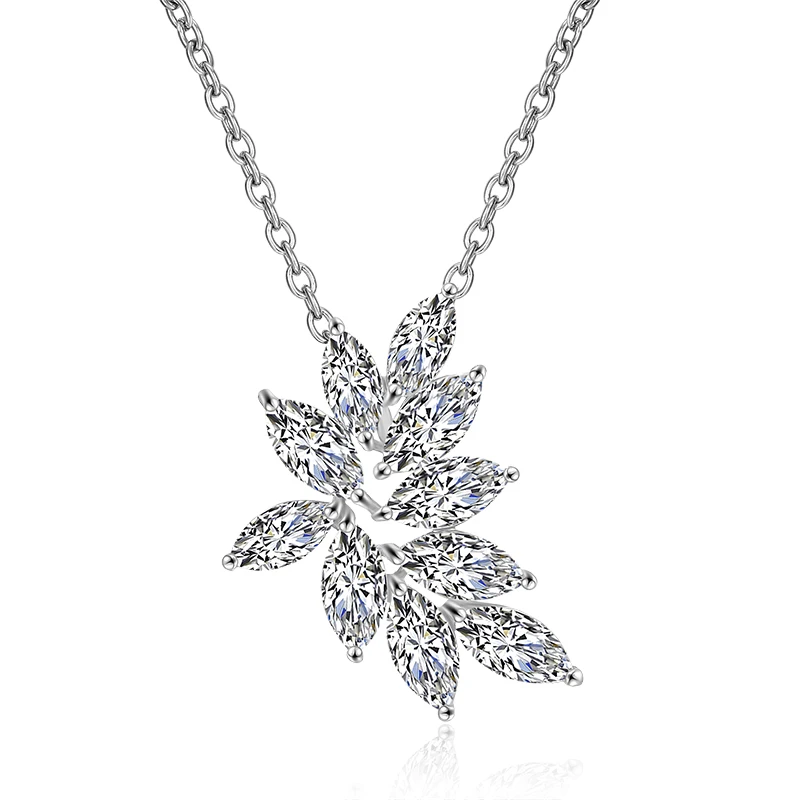 

RAKOL NP2132 Leaf shaped CZ pendent necklace Real gold chain necklace jewelry for women, Picture shows