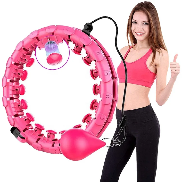 

Wholesale Counter Digital Sport Waist Massage Fitness Weighted Smart Hula Ring Hoop, Pink or customized