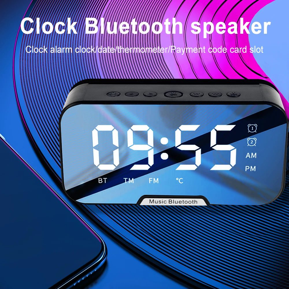 Portable Wireless Bluetooth Speaker Column Super Bass Stereo Subwoofer Handsfree Support TF AUX mirror Alarm Clock temperature - ANKUX.COM