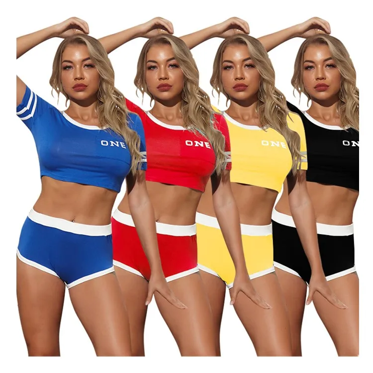 

SX-20753 Letter Print Tight Sexy Fashion Casual Women Track Suits Shorts Sets