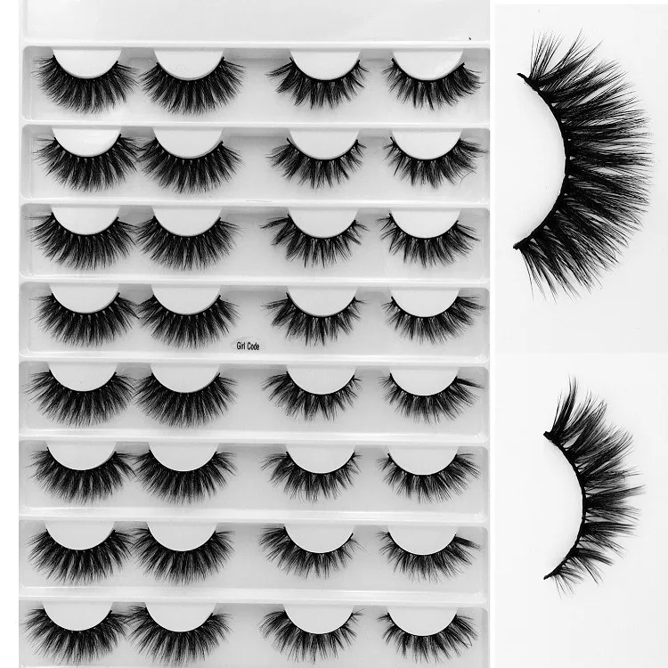 

Wholesale 16 Pairs lashes Faux Eyelash Set With Package private label Beauty Girl 15mm 3d Fluffy Silk Eyelashes MK161