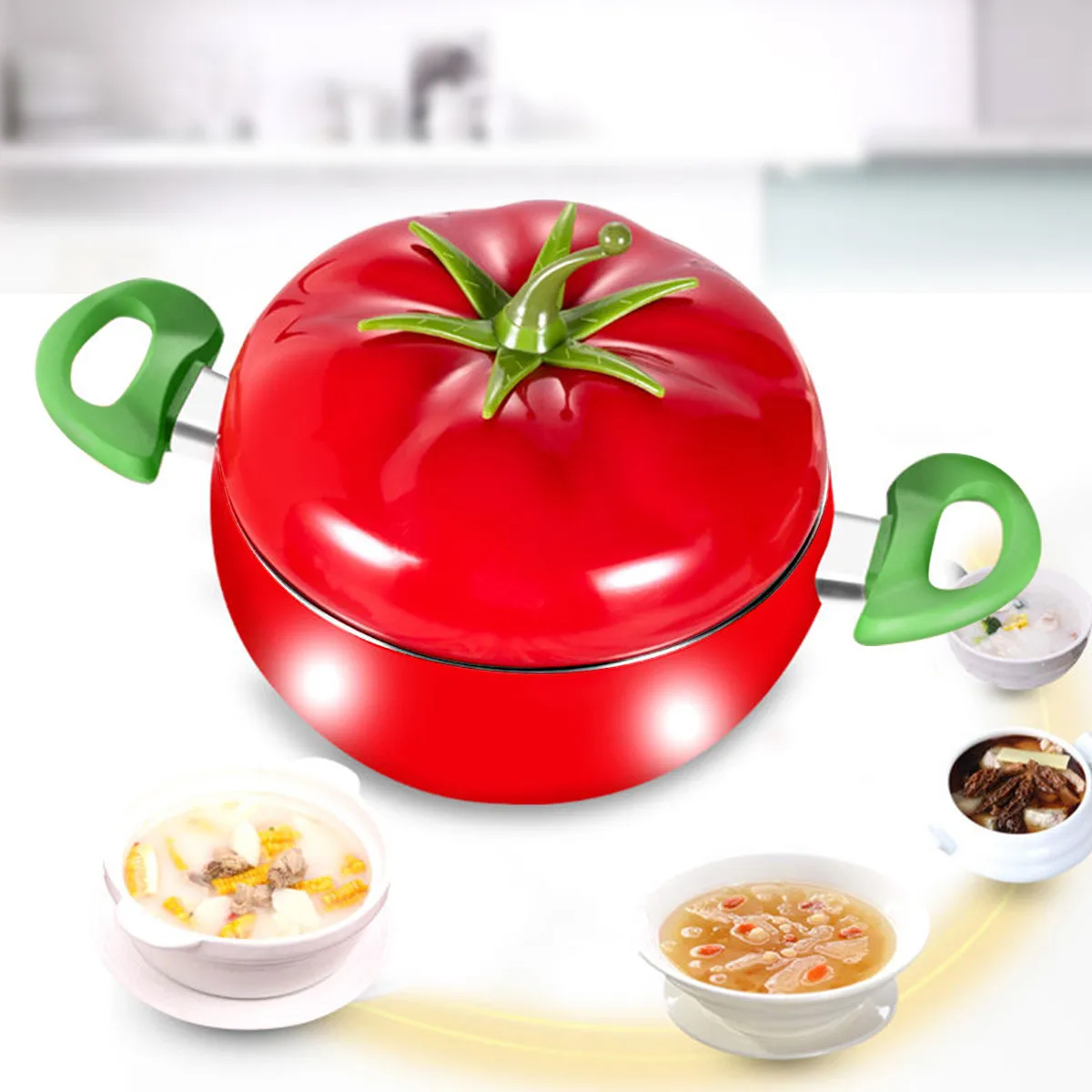 

Amazon New Design Fruit Red Kitchen Cookware Red Frying Pan Milk Pot Nonstick Coating Iron Cooking Tomato Soup & Stock Pots