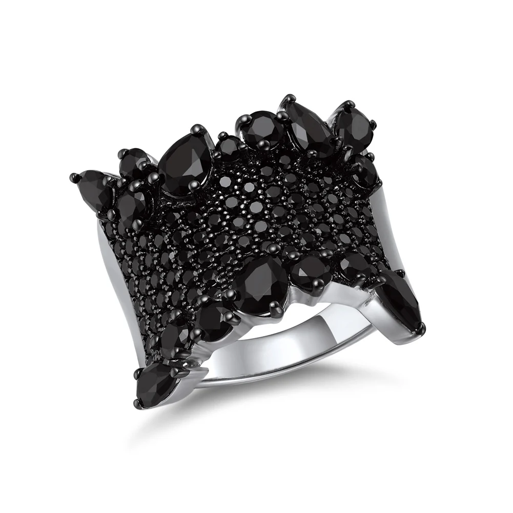 

New Arrival Party Natural Black Spinel Fashion Jewelry 925 sterling silver ring