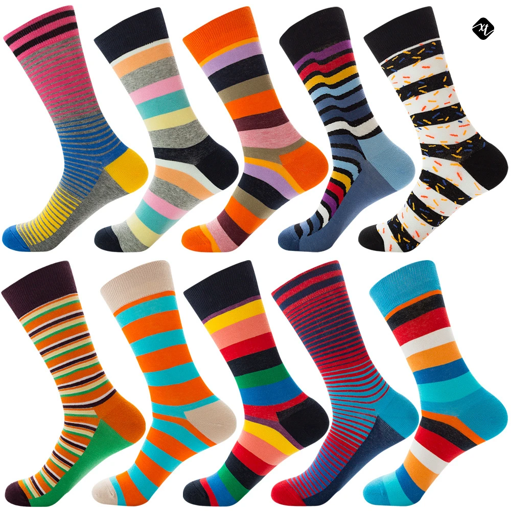 

Amazon hotsell happy fashion customized women men crew color stripe dress sports socks, Multiple