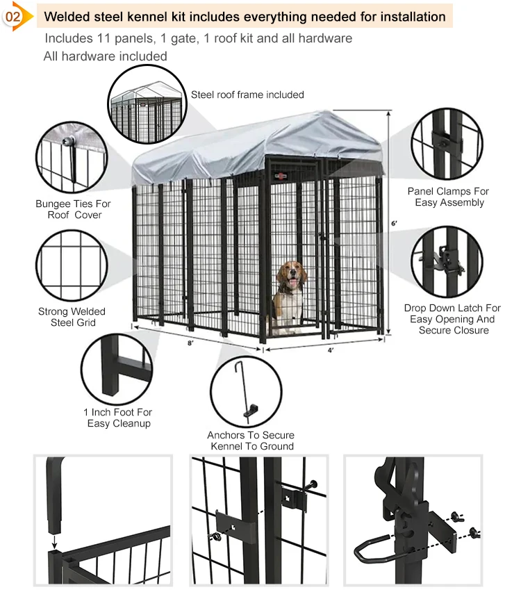 Easy Disassemble Heavy Duty Enclosure Dog Crate Pet Run Cage Outdoor