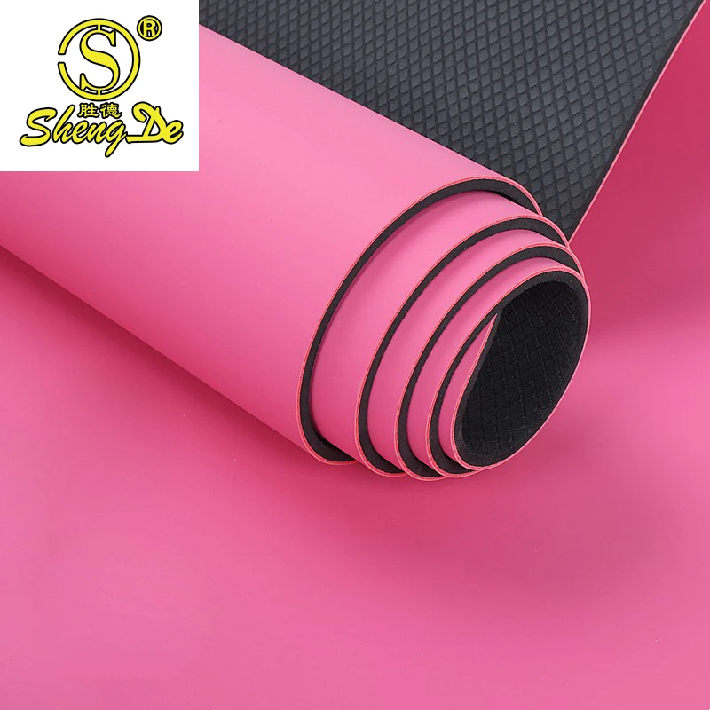 

China Shengde Pink Custom Logo Wholesale PU Yoga Mat, Customized