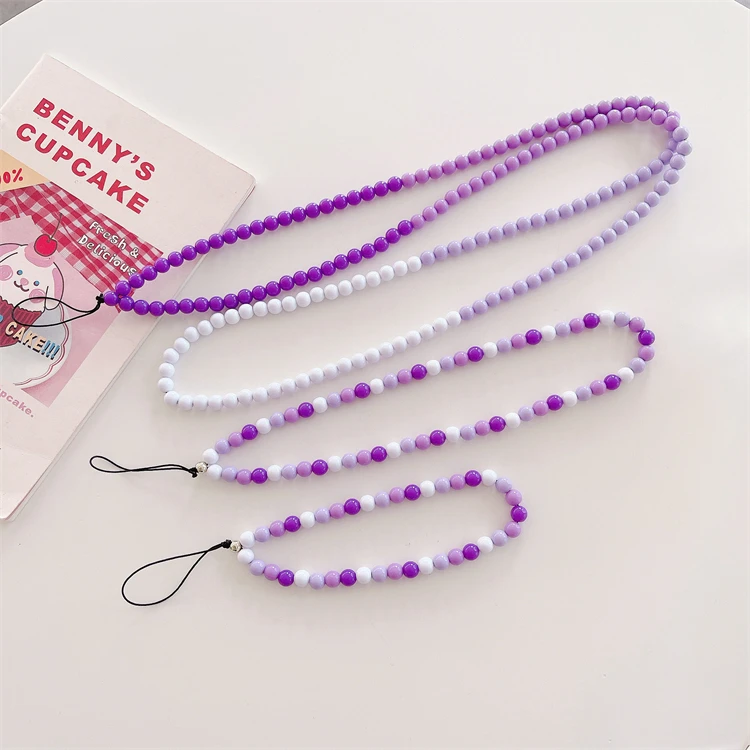 

Handmade Cell Phone Chains jelly colors Beads Necklace Lanyard Long Mobile Strap
