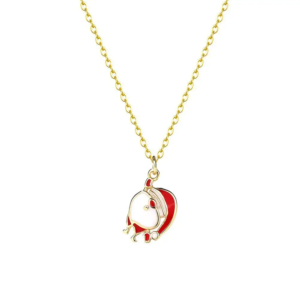 Fashion Pendant Necklaces 925 Sterling Silver Christmas Necklace Santa Claus Oil Drop Gold Plated Necklace for Girls Women