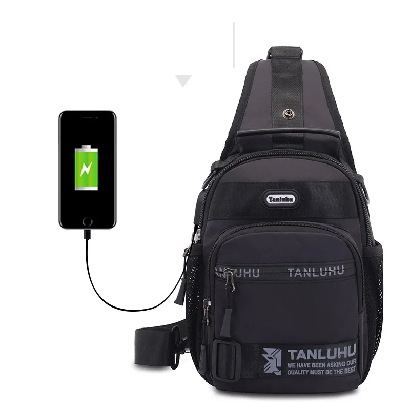 

Tooling Style Fashion Cool Men's Oxford Chest Bag Multi-purpose Cross Bag Student Sports Street Bouncing Handbag, 4 colors