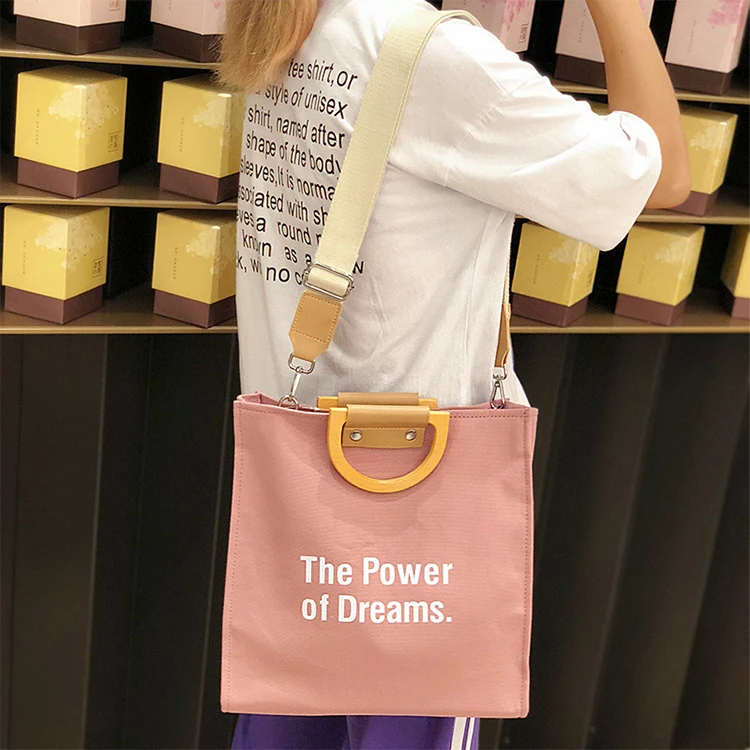 

CG100 Female new big letter handbag shoulder large cotton canvas shopping tote bag ladies women custom printed