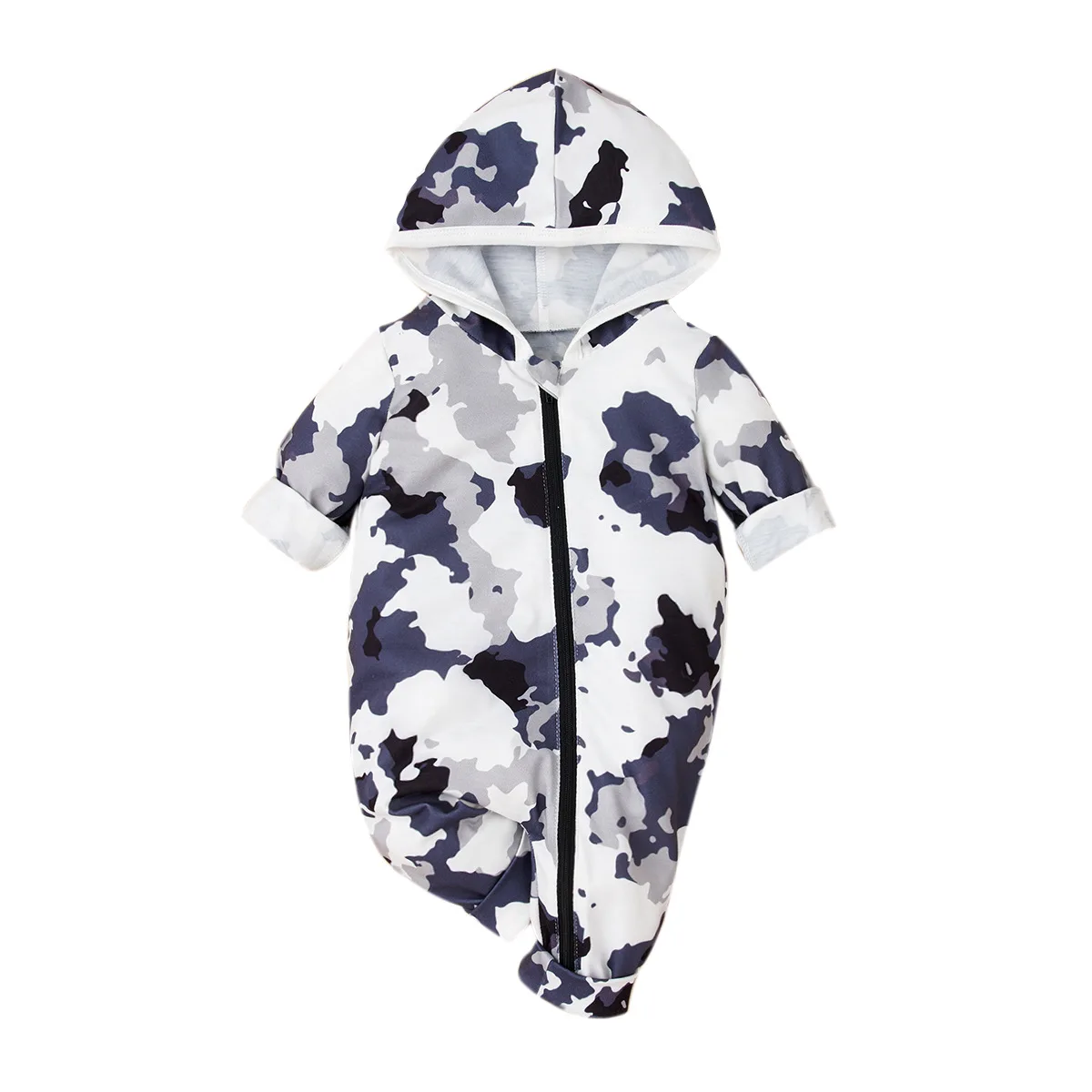 

long sleeve Hooded zipper shirt Camouflage baby romper