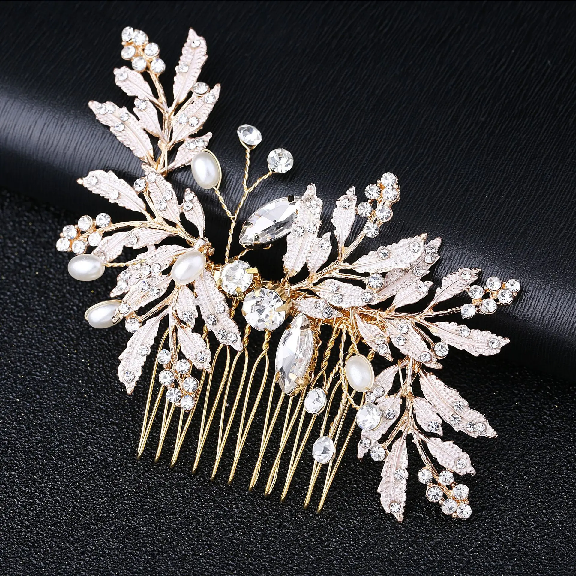 

Gold Bridal Rhinestone Comb Bride Jewelry Wedding Accessories Bridal Hair Clip Bride Headdress Handmade Silver Women Headpiece, Picture