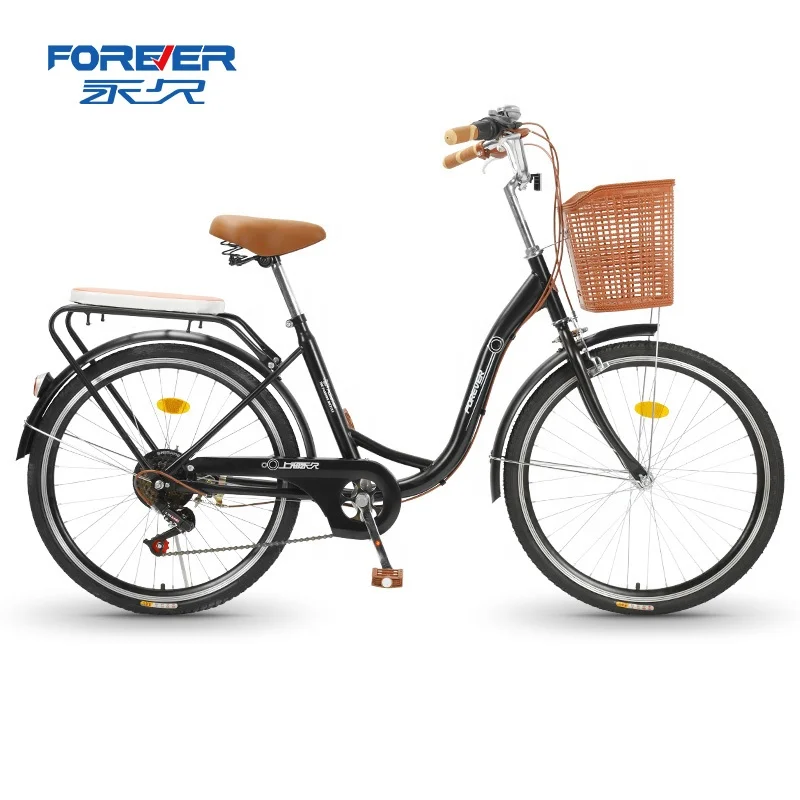 

FOREVER Factory discount price 24 inch Variable speed light bicycle with basket city bicycle for student or lady or girl