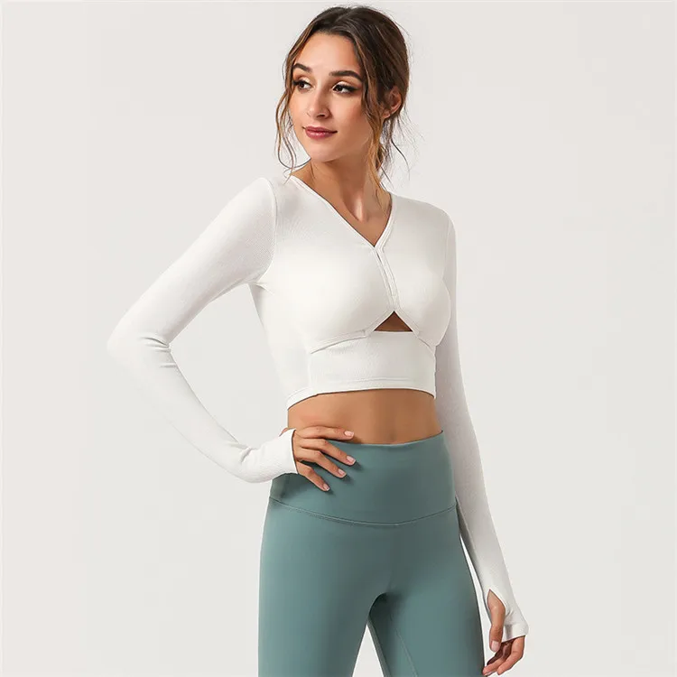 

Yoga Sweatshirts Women Gym Long Sleeve Sports Shirts bodybuilding Crop Top, 4 colors