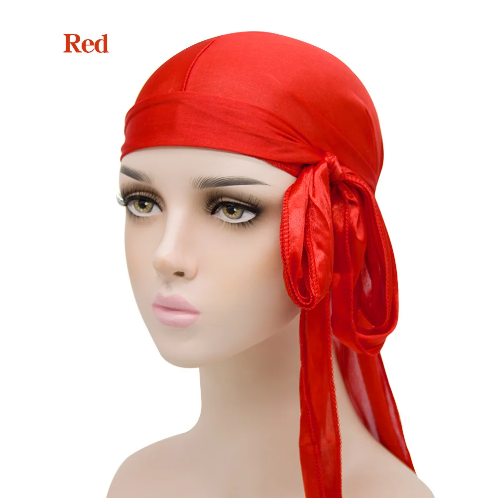 

Men's and women's satin elastic hat like silk thick long tail hat