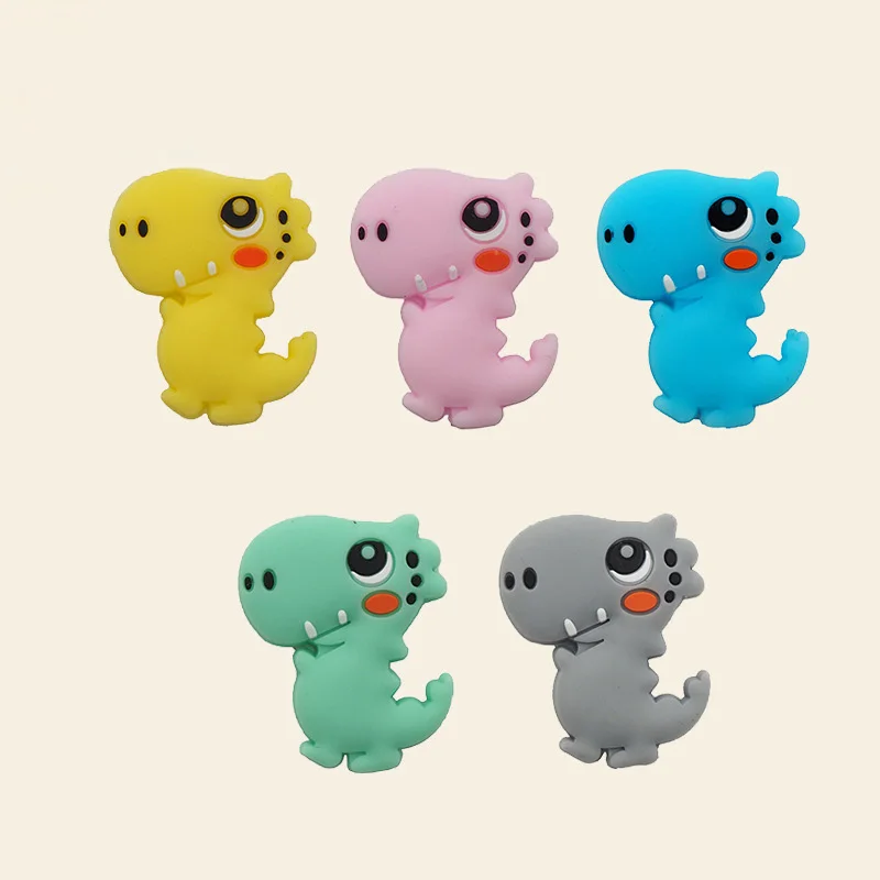 

DIY Silicone Teething Toys Baby Teether Beads Chewable cartoon Dinosaur Design Baby Teether Toy