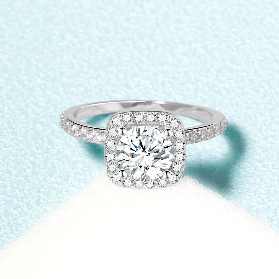 

Cushion shape 6.5mm 925 sterling silver 1 carat mossanite ring
