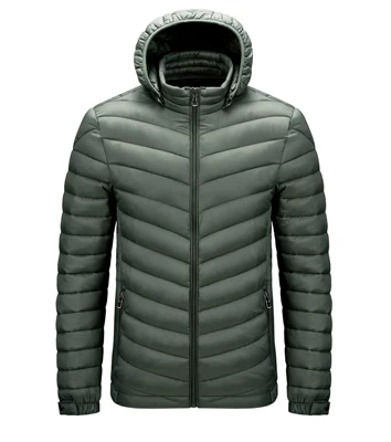 

Winter men's warm jacket men's nylon Fabric quilted padded jacket with hat